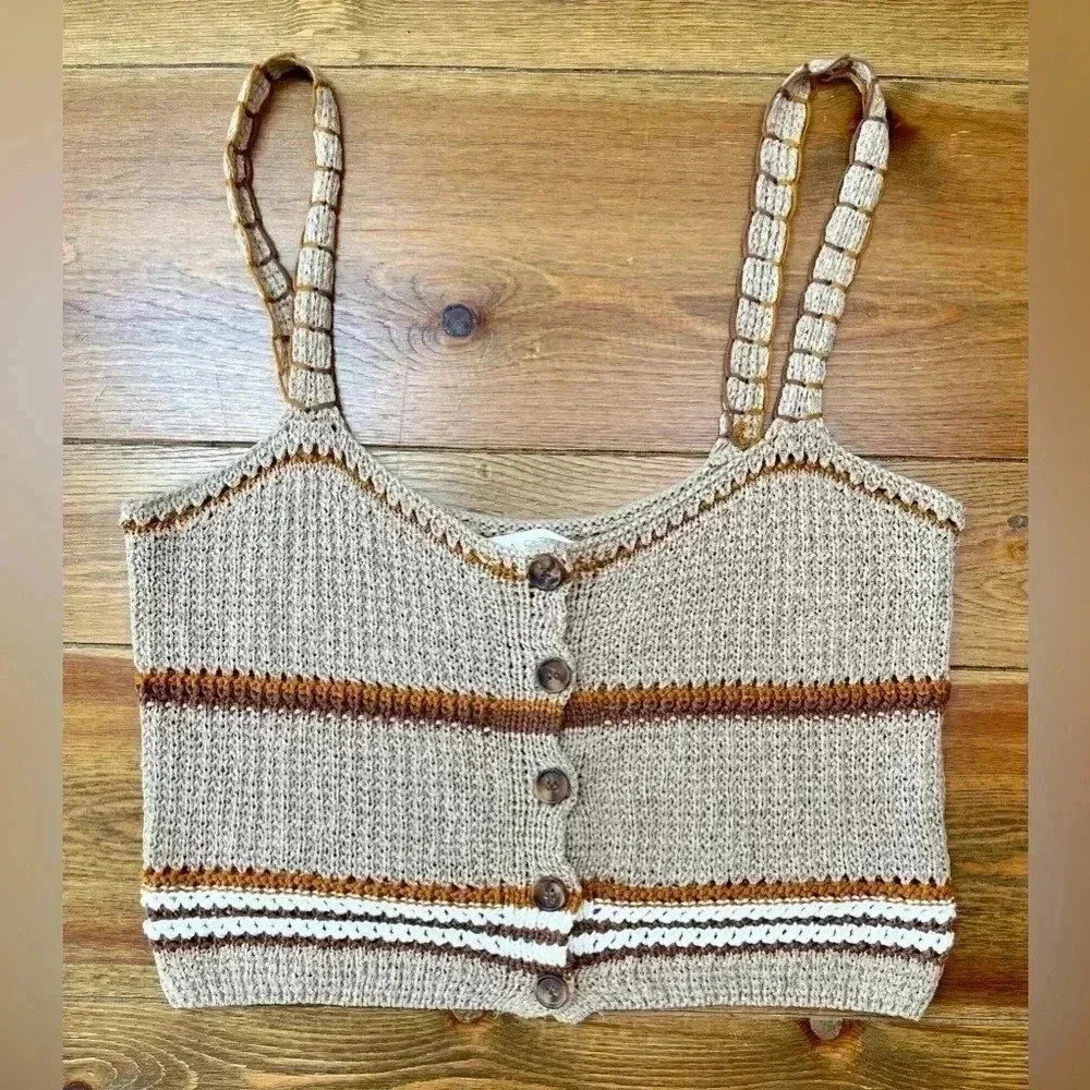 ASTR The Label | Sweater Knit Tank Top | Button Front | Neutral | Women’s M